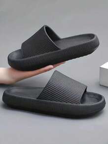 New Arrival Fashionable Black Stripe One-Sided Hole Thick-Soled Soft & Comfortable Women's Slipper For Indoor/Outdoor Bathroom/Home Use