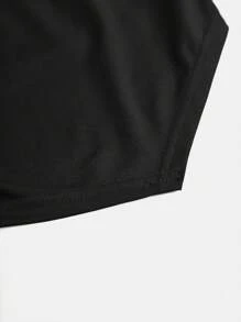 SHEIN 少女针织纯色褶饰不对称下摆休闲抹胸上衣 - 黑色 - 查看 5