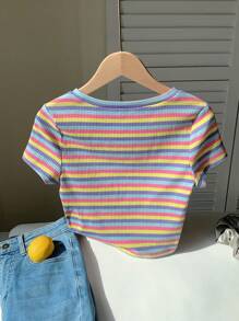Comfortcana Colorful Striped Knit Slim-Fit Women\ T-Shirt