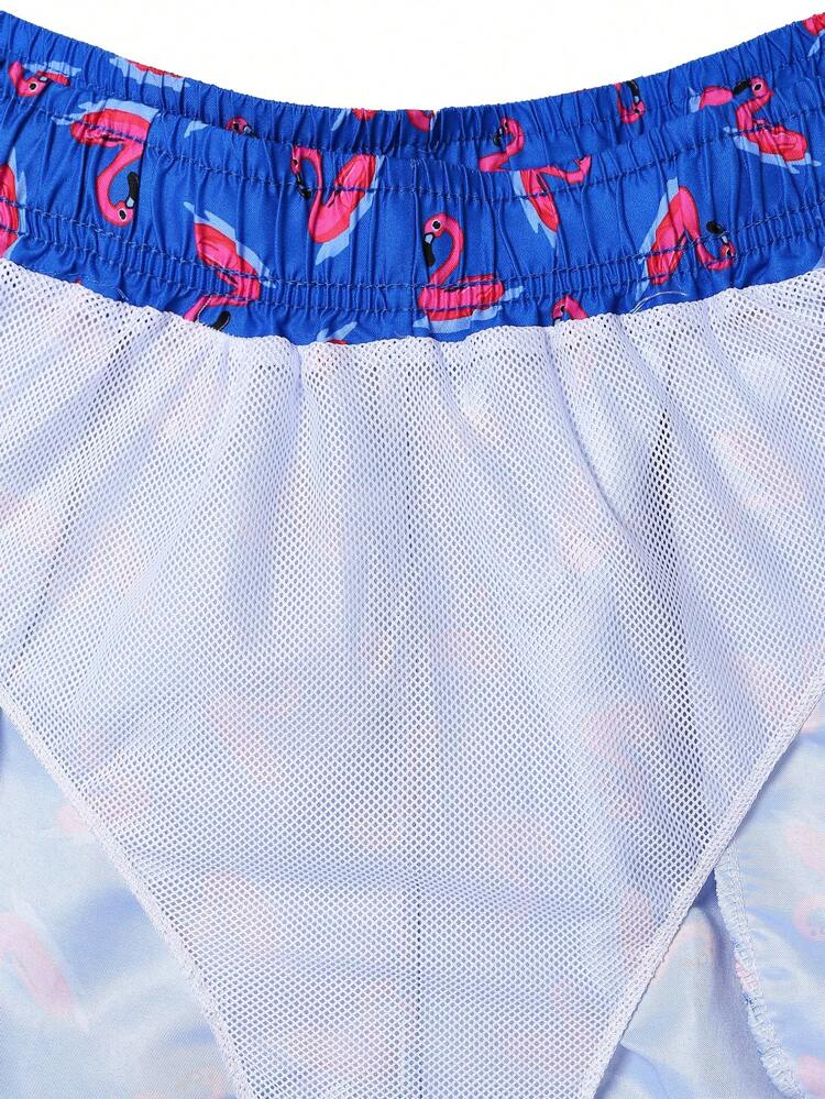 Men Drawstring Waist Printed Beach Shorts