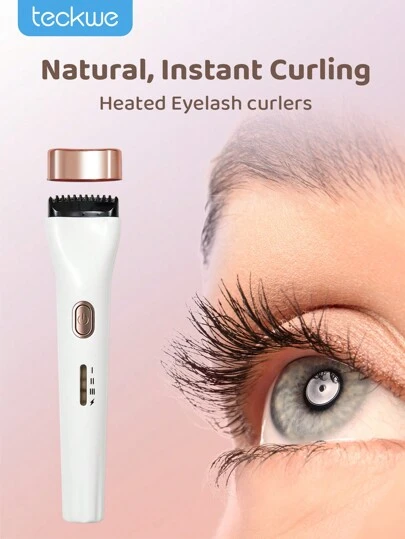 Teckwe 加热睫毛夹，可充电睫毛卷翘工具，10S 快速加热和 3 级温度调节，24 小时持久，适合女性持久自然睫毛情人节礼物圣诞礼物，秋冬季假期必备品露营度假必需品度假配件，露营用品