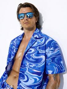 Manfinity KASUA Conjunto de playa de estilo hawaiano con estampado de moda veraniega para hombres - Multicolor - Ver 7