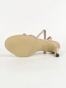 Nuovi sandali con tacco alto da donna alla moda, punta appuntita, cinturino alla caviglia, sandali stiletto, scarpe da festa di grandi dimensioni, scarpe glitter