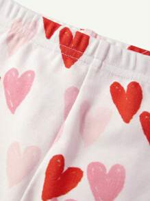 Cozy Pixies Set di pigiami per neonata con vestibilità aderente, motivo a cuore, colletto rotondo, top pullover a manica lunga e pantaloni con piedini