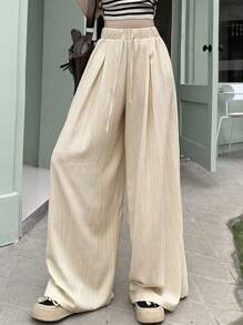 DAZY Women Stylish Solid Color Loose Wide-Leg Casual Pants Trousers