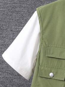 Teen Boy Fashion Vest T-Shirt Long Pants 3-Piece Set - Multicolor - View 3