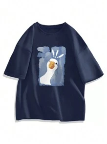 2025 Herren Enten-Muster Rundhals Kurzarm Lässig T-Shirt, Sommer
