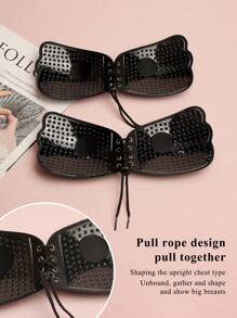 Cross-Strap Transparent Shoulder Strap Wing-Shaped Nipple Cover ,Drawstring Breast Stickers 2 Pcs For Women, Gathered And Lifted Wedding Dress Hanging, Anti-Sagging Silicone Breast Stickers, Strapless Invisible Underwear,Bra,Sticky Bra,Nipple Cover,Lingerie,Boob Tape,Strapless Bra,Push Up Bra,Lingerie For Women,Nipple Covers,Bra For Women,Nipple Tape,Backless Bra, Suitable For Formal Dresses, Dates, Wedding, Travel, Vacation, Holiday, Festival, Bride, Spring - Black - View 5