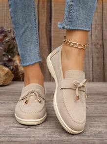Damen Große Größen Modische Bequeme Flache Schuhe, beige Loafers