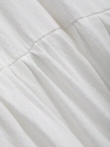 FRIFUL Women Fashionable Solid Color Ruffled Sleeve Dress Sundress - White - View 8