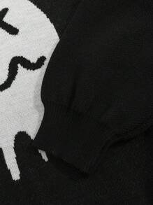 RueChic Men Ghost Pattern Sweater - Black - View 4