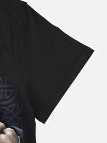 INAWLY Camiseta informal de manga corta con estampado de calavera y flor de cerezo para mujeres de talla grande