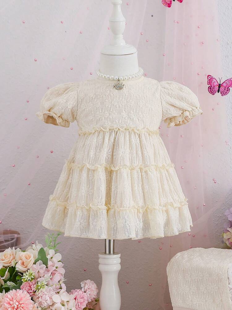 Baby Girl Dress And Hat Jacquard Elegant Sweet French Style Vintage Flare Dress