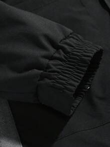 Manfinity Hypemode Men Fashion Solid Color Long Sleeve Zipper Stand Collar Bow Jacket - Black - View 5