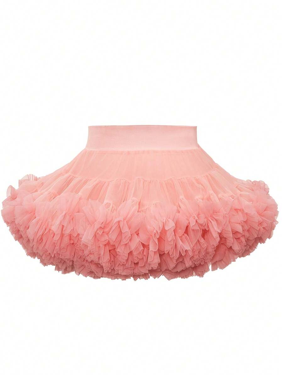 SHEIN Young Girl Chiffon Ruffle Tiered Mesh Tutu Skirt,Holiday,Summer,Travel
