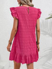 Breezaya Summer Casual Ruffle Trim Decor Texture Dress