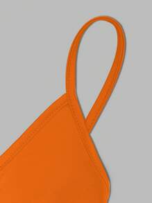 Breezaya Women Solid Color Simple And Versatile Spring/Summer Camisole And Shorts Set For Vacation - Orange - View 4