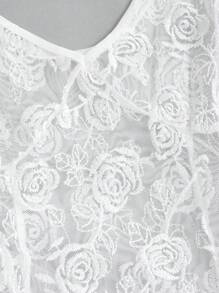 SHEIN Unity 女性夏季全色系統花卉蕾絲無袖連衣裙 - 白色 - 查看 5