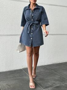 RueChic Denim Dress Medium Wash - Medium Wash - View 5