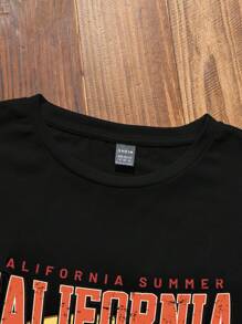 Slaydiva 女式休闲越野车摩托车口号印花超大短袖套头 T 恤，夏季 - 黑色 - 查看 5