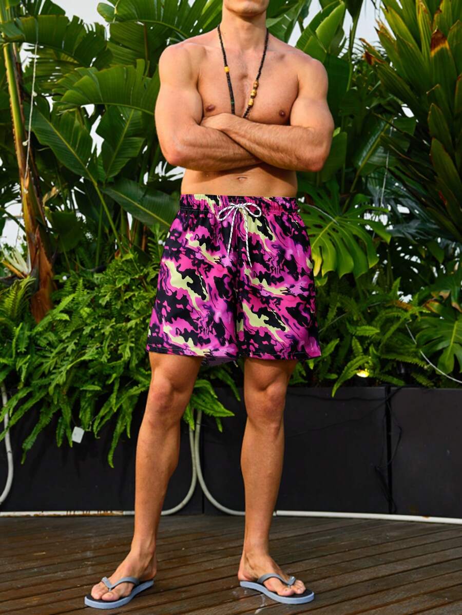 Surfspeed Men Color-Block Tie Dye Printed Beach Shorts For Holiday - Multicolor - View 1