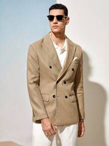 AKNOTIC Business Casual Linen Summer Men's Woven Business Blazer, For Fall Winter