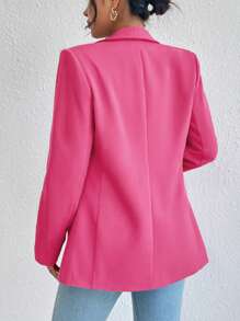 EMERY ROSE Women Fashion Solid Color Long Sleeve Blazer Jacket Fall Cloth For Women - Hot Pink - View 2