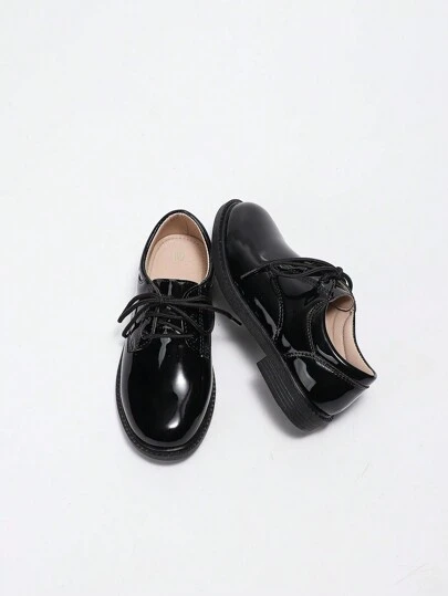 Spring New Young Boys' British Style Tween Children's Dress Shoes For Formal Occasion, Black
