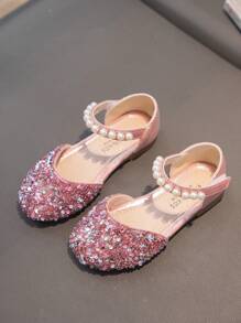 Elegant Korean Style Rhinestone Decorated Flat Shoes For Infants - Pink - View 2