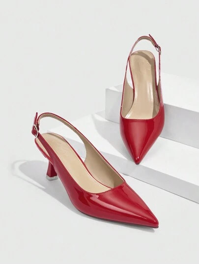 CUCCOO BIZCHIC Ladies' Fashionable Classic Red High Heel Shoes, Graduation Heel, Prom Heels For Summer Vacation Shoes Summer Elegant Basics Business Casual Business Chic Spring Shoes Spring Break Easter For Christmas Spring Shoes