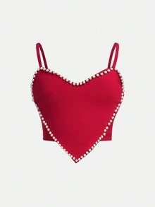 SHEIN Cô gái Tween In Trái tim Áo ba lỗ Áo Và Quần loe Bộ - Nhiều màu - Xem 8