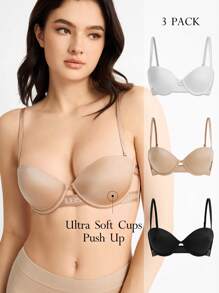 Ocili 3入組實色鋼圈胸罩 - 彩色 - 查看 5