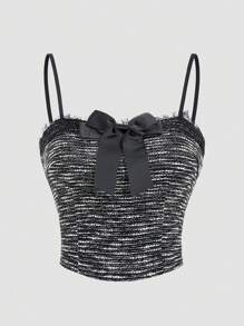 SHEIN Unity Women Bow Detail Decorated Fringed Camisole Top - Multicolor - View 1