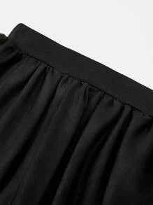 SHEIN Quần dài trơn màu cơ bản cho bé gái kèm váy - màu đen - Xem 4