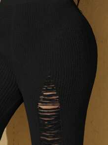 Swim Chiccia Pantalones de talla grande para cubrir la playa de verano - pantalones rasgados en la parte delantera y trasera - Negro - Ver 4