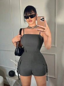 SHEIN SXY Sexy Street Style Casual Romper For Women, Workwear Design