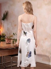 Aveloria Vintage Elegant Slim-Fit Fashion Pattern Printed Waist-Cinched Women Dress