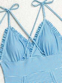 Ladies Simple Spaghetti Strap One-Piece Swimsuit Summer