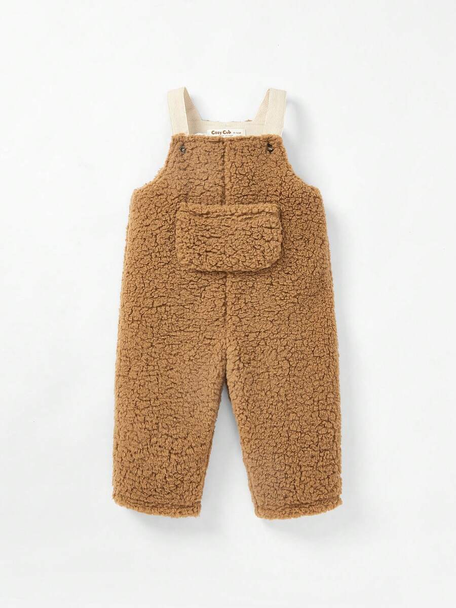 Cozy Pixies Baby Boy Pocket Front Teddy Overall Jumpsuit for Sale