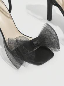 CUCCOO HITCHD Women Fashionable White High-Heeled Sandals For Wedding And Date, Graduation Heel, Prom Heels For Summer Vacation Shoes Summer Elegant Sandals Spring Shoes Spring Break Easter Wedding Bridal Shoes For Christmas Elegant Shoes - Black - View 5