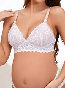 Moonlight&Mama Maternity Lace Decor Underwire Bra - White - View 4