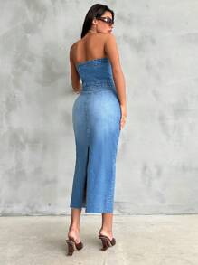 RueChic MEDIUM BLUE DRESS DENIM For Summer - Blue - View 2