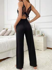 Frauen Modische Schmetterlings-Stickerei Halfter rückenfreies Pyjama-Set