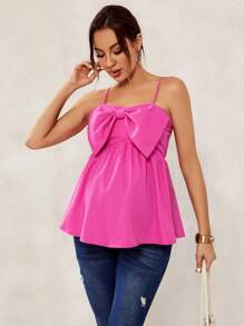SHEIN Adjustable Maternity Tank Top For Tropical Island Vacation - Hot Pink - View 3
