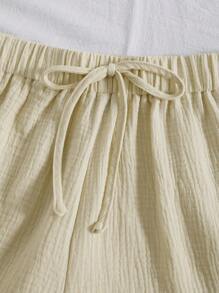 SHEIN EZwear 大碼腰部打結闊腿短褲