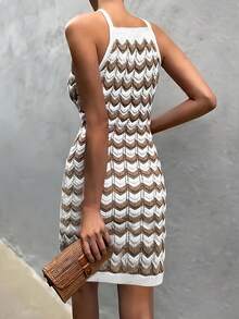 New Spring/Summer Fashionable Women V2K Patchwork Colored Spaghetti Strap Hip Package Dress - Multicolor - View 2