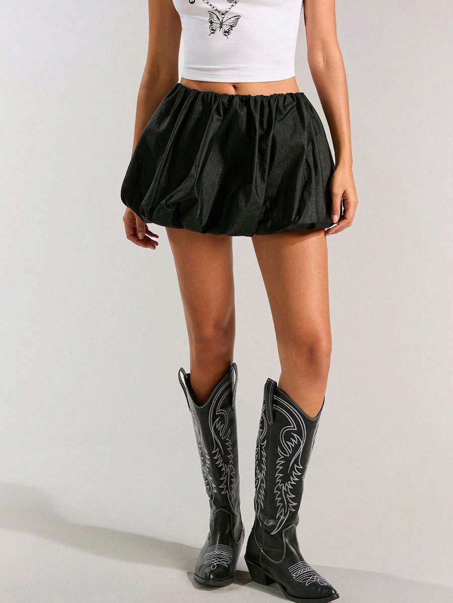 Forever 21 Coated Glossy Low Waist Layered Skirt - Black - View 1