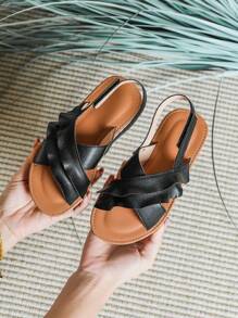 Summer Outdoor White Breathable Sandals For Girls, Comfortable Soft Bottom Fashionable Flat Shoes