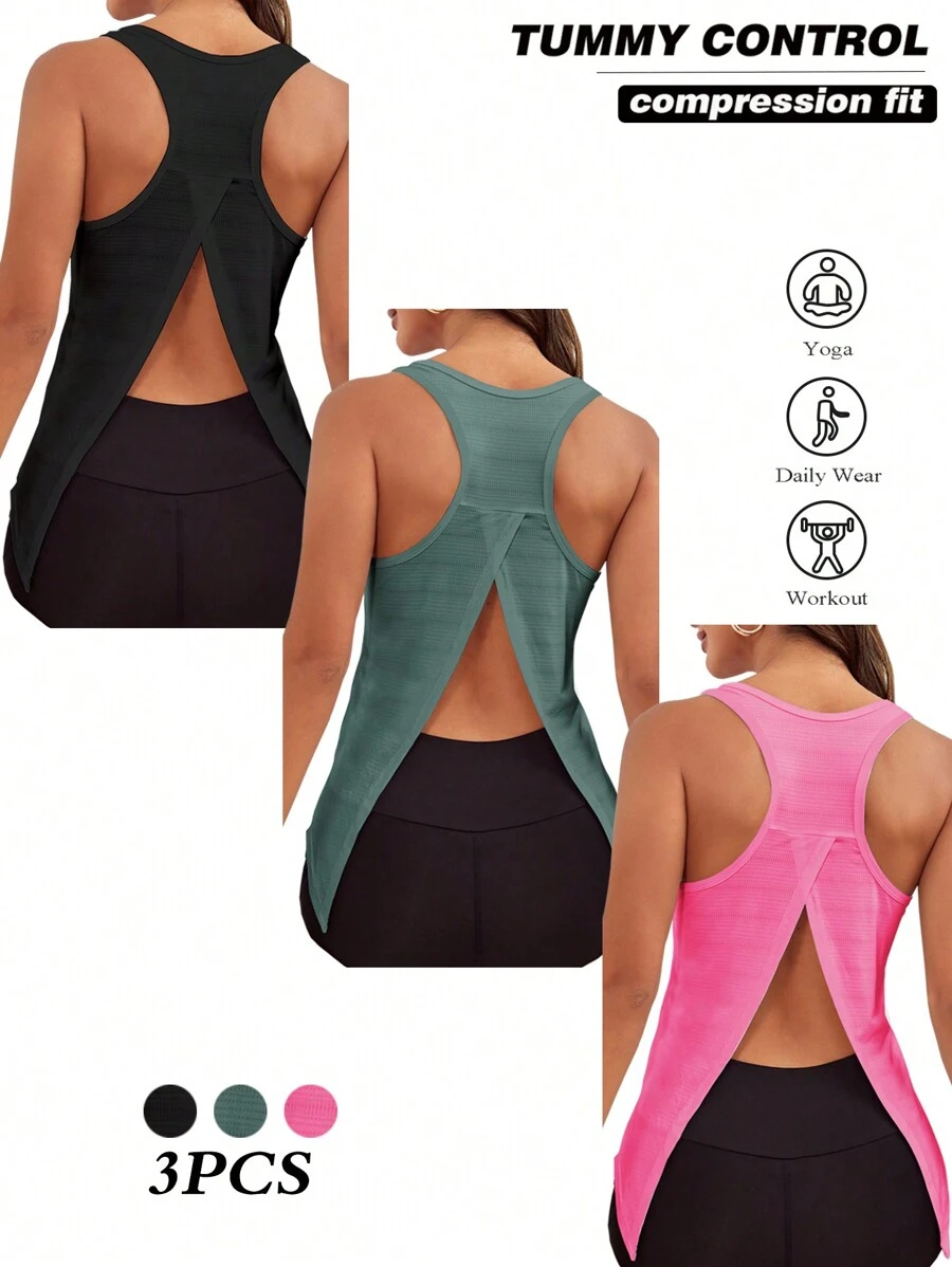 Activina Áo ba lỗ thể thao thông thường xẻ lưng thoáng khí mùa hè