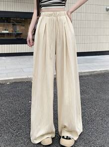 DAZY Women Stylish Solid Color Loose Wide-Leg Casual Pants Trousers